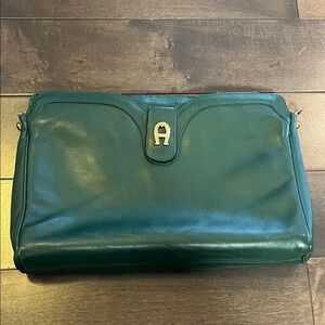 Aigner Green Clutch with Logo